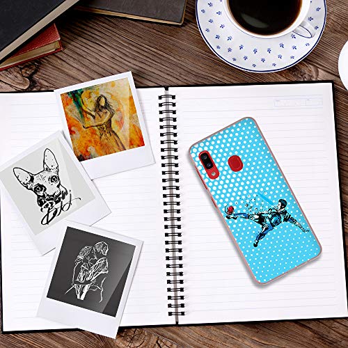 BJJ SHOP Funda Transparente para [ Samsung Galaxy A20 ], Carcasa de Silicona Flexible TPU, diseño: Futbolista chutando de chilena