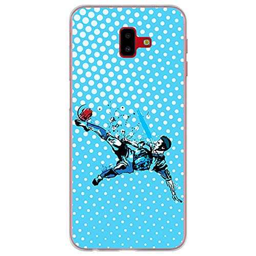 BJJ SHOP Funda Transparente para [ Samsung Galaxy J6 Plus 2018 ], Carcasa de Silicona Flexible TPU, diseño: Futbolista chutando de chilena