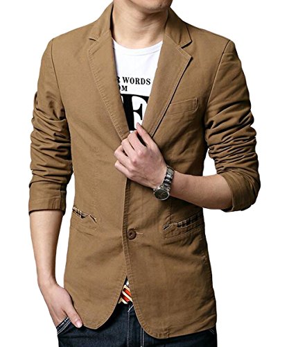 Blazer Casual para Hombre Chaquetas de Traje Slim fit Chaqueta de algodón sólido de un Solo Pecho Abrigo Chaqueta de Dos Botones Casual Blazer