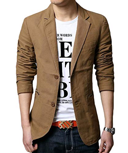 Blazer Casual para Hombre Chaquetas de Traje Slim fit Chaqueta de algodón sólido de un Solo Pecho Abrigo Chaqueta de Dos Botones Casual Blazer