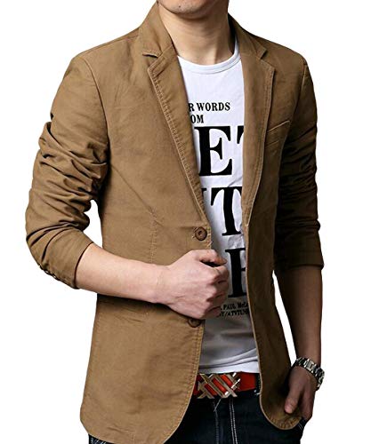 Blazer Casual para Hombre Chaquetas de Traje Slim fit Chaqueta de algodón sólido de un Solo Pecho Abrigo Chaqueta de Dos Botones Casual Blazer