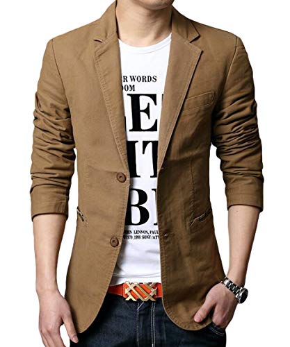 Blazer Casual para Hombre Chaquetas de Traje Slim fit Chaqueta de algodón sólido de un Solo Pecho Abrigo Chaqueta de Dos Botones Casual Blazer