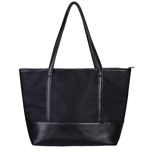 Bolsos Mujer, Bolso Tote Chapoteo Impermeable Nylon Costura PU Bolso Bandolera para el Trabajo Escolar Viajes de Compras