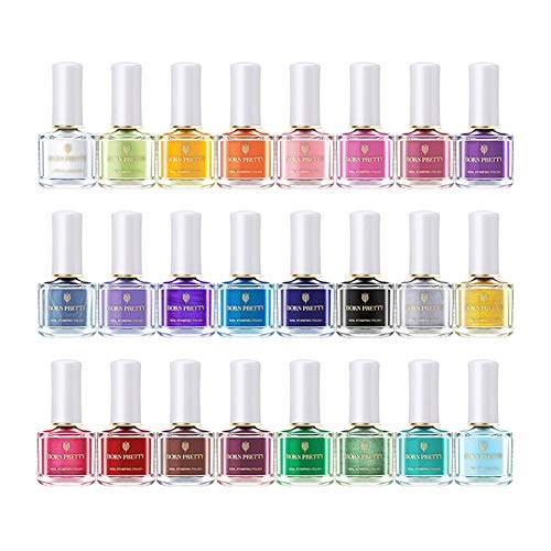 BORN PRETTY 6 ml Juego de esmaltes de uñas en 24 colores con tonalidades caramelos distintos para manicura estampada