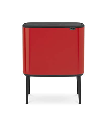 Brabantia Bo Touch Bin Cubo de Basura, 11 + 23 litros, Rojo (Passion Red)