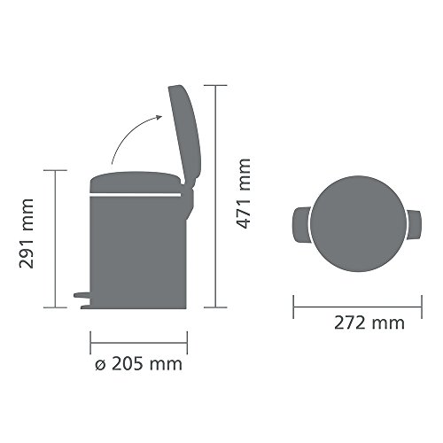 Brabantia Cubo de Basura con Pedal, Acero Inoxidable, Menta Metalizado, 5 l