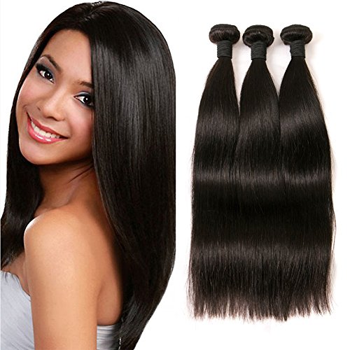 Brazilian Bundles Straight 20 22 24 Inch 3 Bundles Virgin Human Hair Weft Silky Straight Hair Soft Natural Black Color