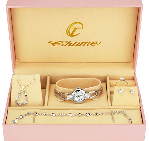 Caja de Regalo Reloj Mujer - Juegos de Joyas- Collar-Anillo- Pendientes