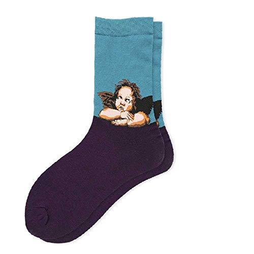 Calcetines para hombre y mujer, diseño retro de Mona Lisa van Gogh Rosa angel Talla única