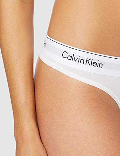 Calvin Klein Damen String MODERN - THONG, Einfarbig, Gr. 36 (Herstellergröße: S), Weiß (WHITE 100)