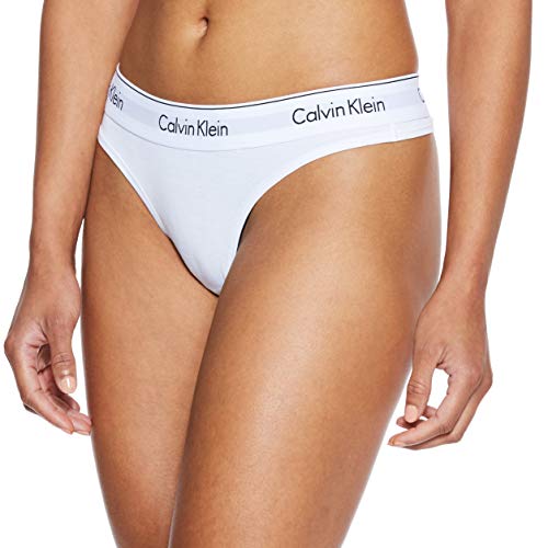 Calvin Klein Damen String MODERN - THONG, Einfarbig, Gr. 36 (Herstellergröße: S), Weiß (WHITE 100)