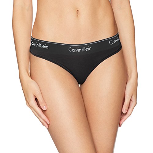 Calvin Klein Modern Cotton Thong Panty Bragas de Tira, Red Negra, XS para Mujer