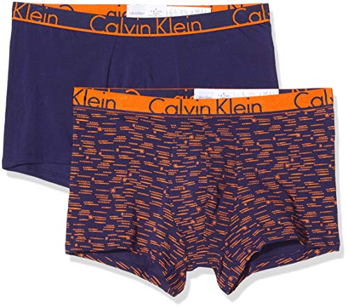 Calvin Klein Trunk 2PK Bañador, Azul (Nova Print Astral Aura/Astral Aura 2hh), Small (Pack de 2) para Hombre