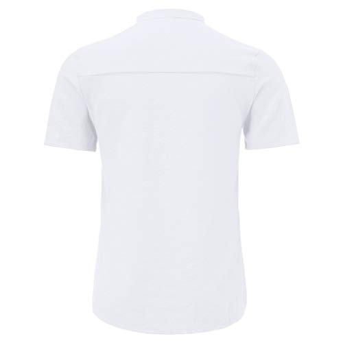 Camisa Algodón Y Lino Hombre Casual 2019 Nuevo Overdose Camisetas Hombre Manga Larga Color Sólido Cuello en V Botón Bolsillo Verano Blusa Tops Tallas Grandes S-XXL