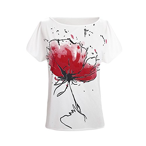 Camiseta de Mujer,Verano Moda Manga Corta Impresión Blusa Camisa Cuello Redondo Basica Camiseta Suelto Tops Casual Fiesta T-Shirt Original tee vpass