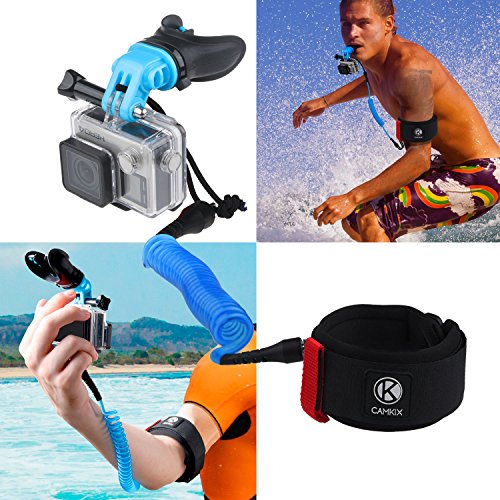 CAMKIX Surf Boca Soporte & Correa de Brazo Compatible con GoPro Hero Camaras y Otras Camaras con Montaje Compatible – Equipo de Manos Libres para Deportes Acuaticos de Accion