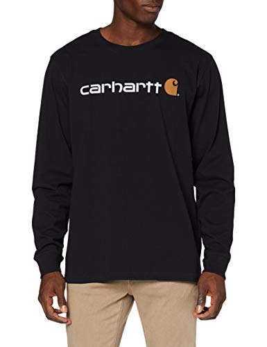 Carhartt Long-Sleeve Workwear Signature Graphic T-Shirt-Core Logo Camiseta, Black, XS para Hombre