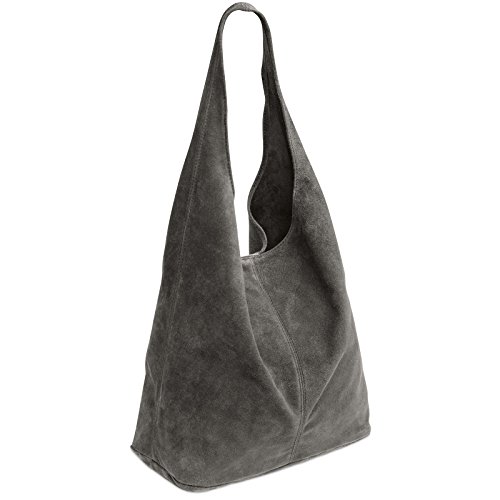 Caspar TL767 Bolso de Hombro de Piel de Ante para Mujer, Color:gris oscuro, Talla:Talla Única