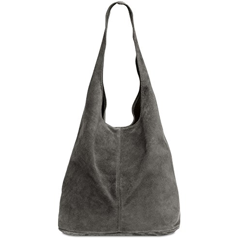 Caspar TL767 Bolso de Hombro de Piel de Ante para Mujer, Color:gris oscuro, Talla:Talla Única