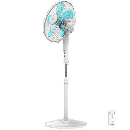 Cecotec Ventilador de Suelo EnergySilence 530 Power Connected White. 5 Aspas de 12" (30cm) de Di‡Metro, 3 Velocidades, Motor de Cobre, Rejilla Rotatoria, Mando a Distancia, Temporizador de 2h, 50W