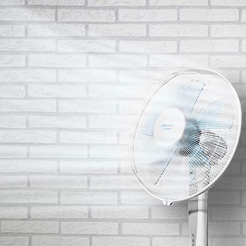 Cecotec Ventilador de Suelo EnergySilence 530 Power Connected White. 5 Aspas de 12" (30cm) de Di‡Metro, 3 Velocidades, Motor de Cobre, Rejilla Rotatoria, Mando a Distancia, Temporizador de 2h, 50W