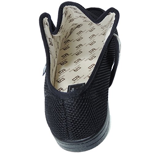 CELIARUIZ Wallaby-REJ Zapatilla Wallaby Rejilla Extra Ancho Especial Antibacteriana Sanitized Diabéticos Posoperatorio Velcro Hombre Mujer Unisex Negro Talla 39