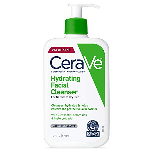 CeraVe - Limpiador facial hidratante de 473 ml para limpieza diaria, piel seca a normal