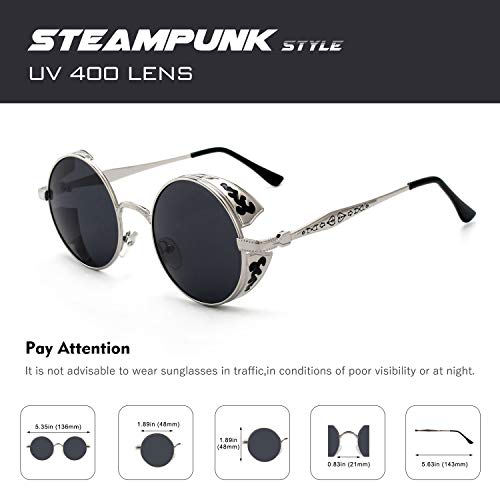 CGID E71 Steampunk estilo retro inspirado círculo metálico redondo gafas de sol polarizadas para hombres