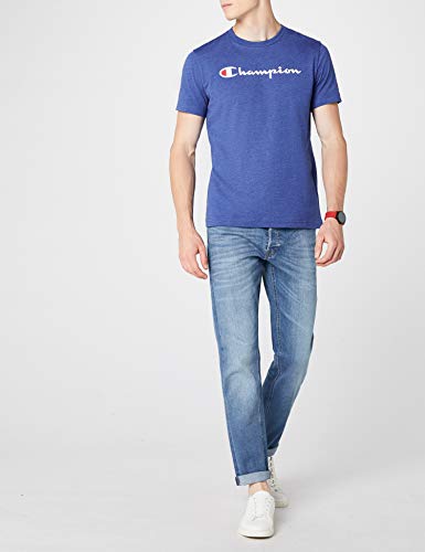 Champion Camiseta Classic Logo, Azul, M para Hombre