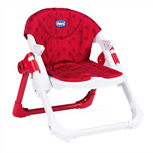 Chicco Chairy - Elevador asiento de silla regulable 4 posiciones, ligero y transportable, 6-36 meses, color rojo estampado mariquitas (Ladybug)