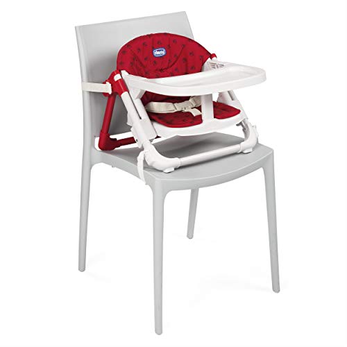 Chicco Chairy - Elevador asiento de silla regulable 4 posiciones, ligero y transportable, 6-36 meses, color rojo estampado mariquitas (Ladybug)