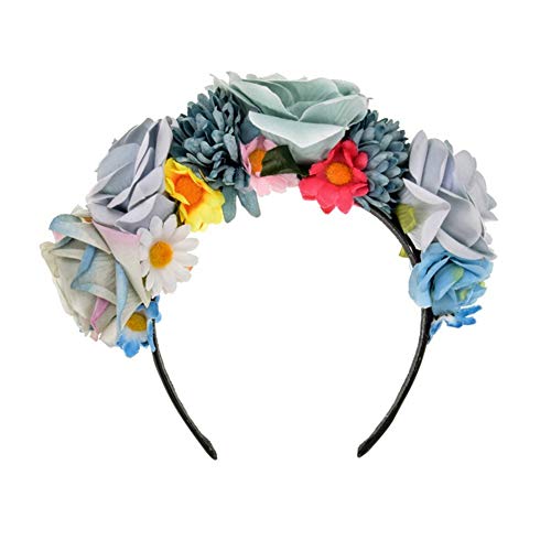 Cintas de Pelo para Mujer, Blue Velvet Rosa Grande Garland Novia Diadema Bridesmaid Halloween Navidades Tocado, La Cabeza Suave Bowknot Envuelva Hairband Novedad Accesorios De Cabello Festival Regalo