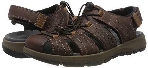 Clarks Brixby Cove, Sandalia con Pulsera para Hombre, Marrón (Dark Brown Leather -), 41 EU