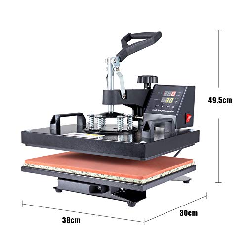 CO-Z 8 en 1 Prensa de Calor 30 X 38CM Impresora para Camisetas con Control Digital Dual Máquina Plancha Termica Sublimacion Giratoria de 360 Grados para Camiseta Taza Sombrero (30 x 38 cm 8 en 1)