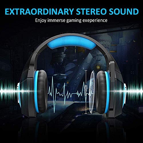 Cocoda Cascos Gaming para PS4 Xbox One, Ligero Auriculares Gaming con Luz LED & Control del Volumen & Cancelación Ruido, Diadema Ajustable Cascos con Microfono para PC Laptop Mac