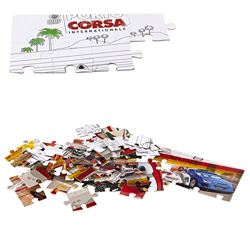 ColorBaby - Cars puzzle 60 piezas y doble cara coloreable, 50 x 35 cm (42662)