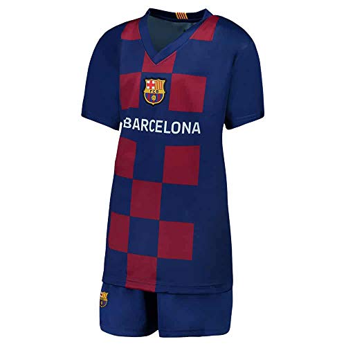 Conjunto Messi 2020 Barcelona Oficial Home 2019 2020 en blíster Camiseta + pantalón Corto Barcelona 10 niño, Turquesa, 12 años