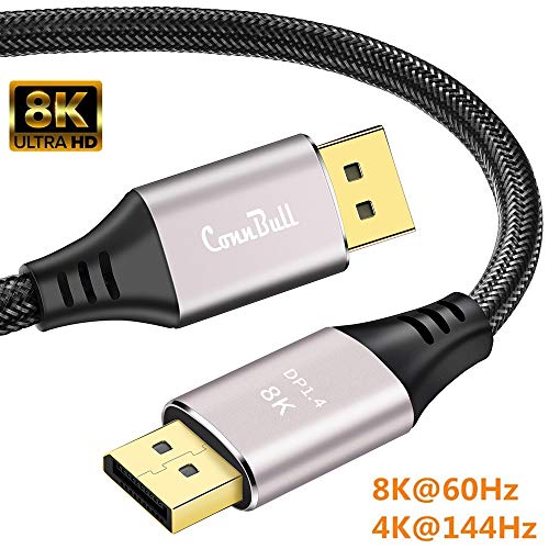 ConnBull 8K DisplayPort 1.4 Cable 5m, Ultra HD DisplayPort Cable Support HBR3(7680x4320 Resolution), 8K@60Hz, 4K@144Hz, 32,4 Gbit/s, HDR10, MST, HDCP2.2 for Monitor Graphics Card etc