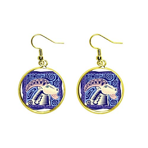 Constellation Aries - Pendientes colgantes de oro con diseño de la cultura mexicana, para mujer