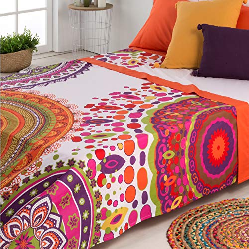 COTTON ARTean Juego de sabanas Mandala Cama de 150 x 190/200. 100% ALGODÓN.