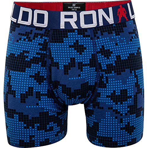 CR7 2-Pack Ronaldo Niños Celebración Calzoncillos Boxer, Blanco/Azul UK 7-9