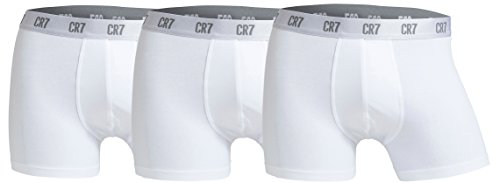 CR7 Cristiano Ronaldo - Basic - Bóxers Ajustados para Hombre - Pack de 3 - Blanco - Tamaño L (CR7-JBS-8100-49-100-L)