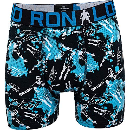 CR7 Cristiano Ronaldo - Boys - Bóxers para niños - Todo sobreimpreso - Pack de 2 - Negro/Azul - Tamaño 134/140 (7-9 años) (CR7-8400-51-AOP-533-134/140)