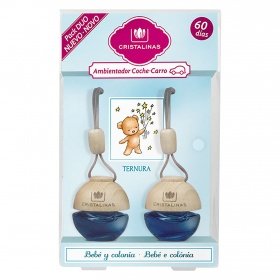 CRISTALINAS Pack Duo Coche Bebe, Cristal, Azul, 4x3.7x15.5 cm, 2 Unidades