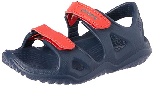 Crocs Swiftwater River Sandal, Sandalias de Punta Descubierta Unisex Niños, Azul (Navy/Flame 4ba), 24/25 EU