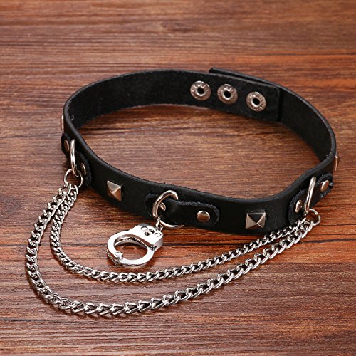 Cupimatch Choker Gargantilla Punk Collar Mujer Calavera Colgante Pluma Gótico Cuero Joyería de Moda Ajustable Regalo San Valentin para Mujer (Esposas)