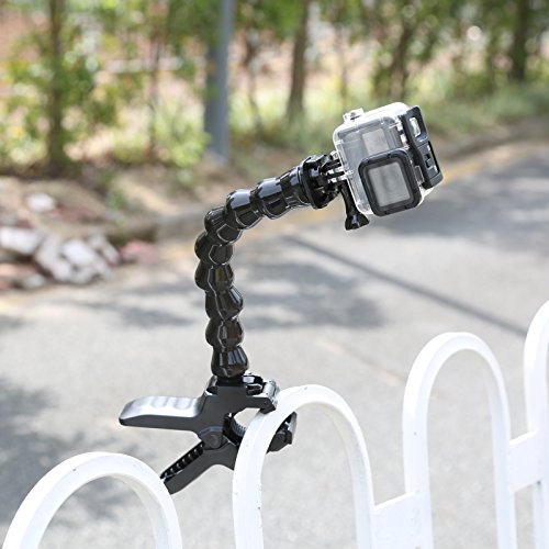 D & F Jaws Flex Clamp Mount y 360 Degree brazo de cuello de ganso para GoPro Hero 6/5/4/3 +/3 Cámara de acción SJ6000/5000/4000 Xiaoyi Accesorios