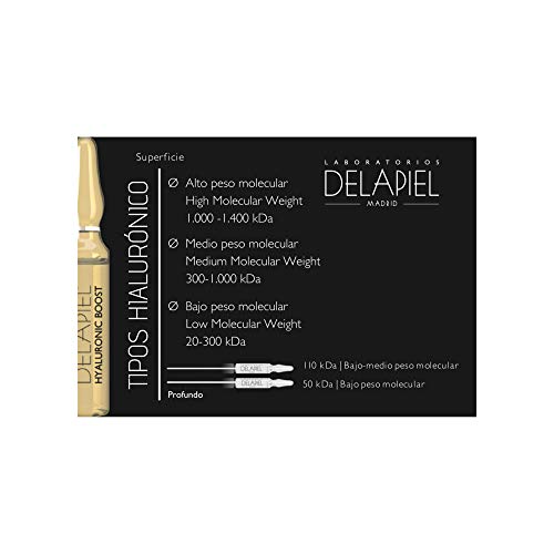 Delapiel Serum Facial - Impulso Ácido Hialurónico - Reducir la aparición de arrugas y disminuye las líneas de expresión - 30 ampollas