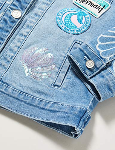 Desigual Chaq_Cerezas Abrigo, Azul (Jeans Vaquero 5053), 116 (Talla del Fabricante: 5/6) para Niñas