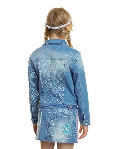 Desigual Chaq_Cerezas Abrigo, Azul (Jeans Vaquero 5053), 116 (Talla del Fabricante: 5/6) para Niñas